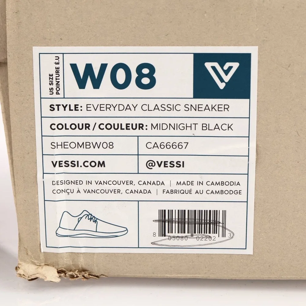 Vessi Womens Everyday Classic Sneaker Size 8 Waterproof Black Knit Lace Up Shoes